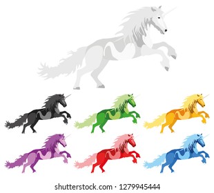 Illustration Set Unicorn for the creative use in graphic design