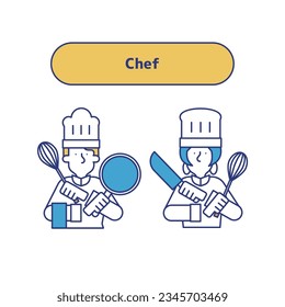 It is an illustration of a set (upper body) of a man and a woman who are engaged in a restaurant.