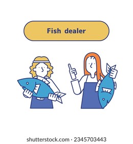 Es ist ein Beispiel für eine Reihe von Männern und Frauen, die in der Fischindustrie tätig sind.