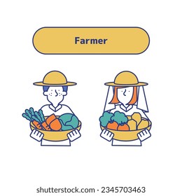 Es ist ein Beispiel für eine Reihe von Frauen und Männern, die in der Landwirtschaft tätig sind.