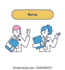 It is an illustration of a set (upper body) of men and women engaged in medical care.