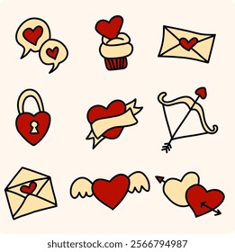 Illustration set of Valentine's Day icons.