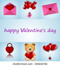 illustration set of Valentine's Day (on a blue background)