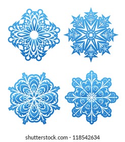 Illustration set of variation snowflakes isolated - vector