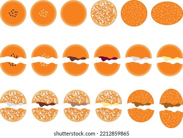 Illustration set of various anpan