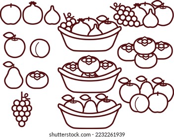 Illustration set of various autumn fruits
