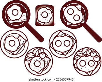 Illustration set of various bacon eggs