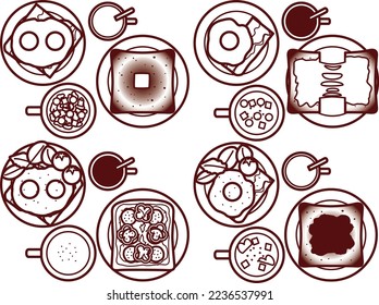 Illustration set of various bacon eggs