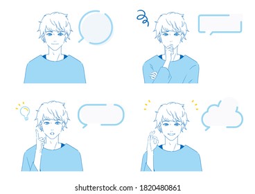 It is an illustration set of various balloons with men. It is a vector image.