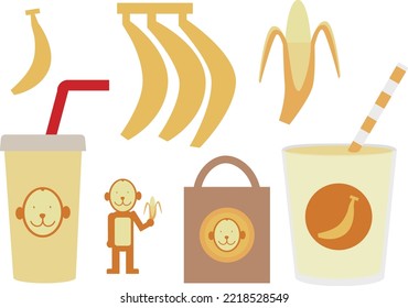 Illustration set of various banana juice