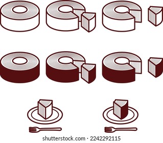 Illustration set of various Baumkuchen