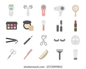 Illustration set of various beauty icons.