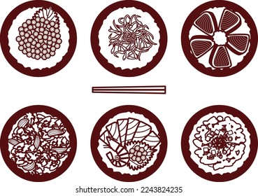 Illustration set of various bowls
