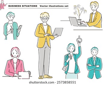 Illustration set of various business scenes-001