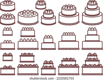 Illustration set of various cakes