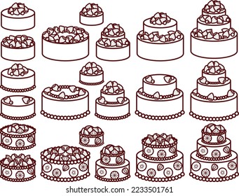Illustrationsset für verschiedene Kuchen