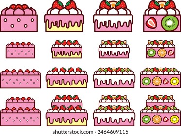 Illustration set of various cakes