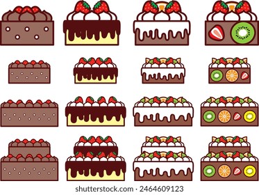 Illustration set of various cakes