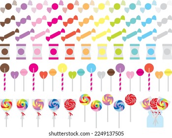 Illustrationsset für verschiedene Süßigkeiten