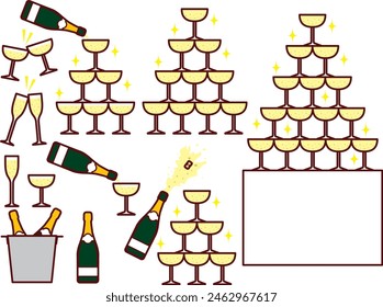 Illustration set of various champagnes