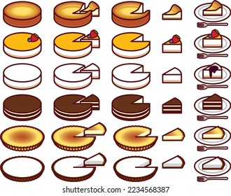 Illustration set of various cheesecakes