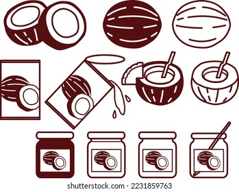 Illustration set of various coconuts
