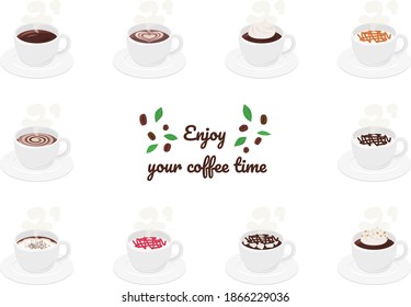 
Conjunto de ilustraciones de varios cafés