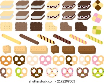 Illustration set of various cookies