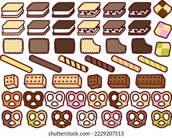 Illustration set of various cookies