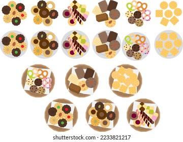 Conjunto de ilustraciones de varias cookies