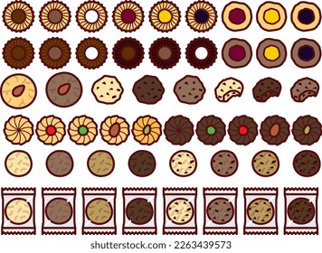 Conjunto de ilustraciones de varias cookies