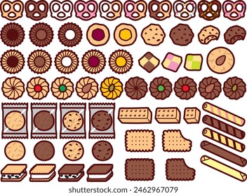 Conjunto de ilustración de varias cookies