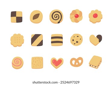 Illustration set of various cookies