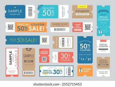 Illustration set of various coupon tickets