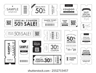 Illustration set of various coupon tickets