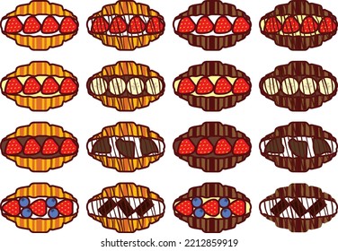 Illustration set of various croissant sweets