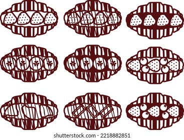 Illustration set of various croissant sweets