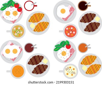 Illustration set of various croissants