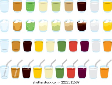 Illustrationssatz für verschiedene Tasse-Getränke