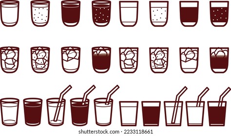 Illustration set of various cup drinks