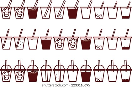 Illustration set of various cup drinks