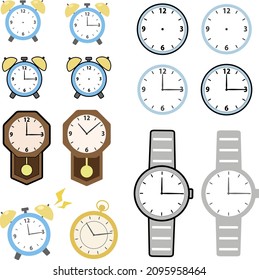 Conjunto de ilustraciones de varios relojes bonitos