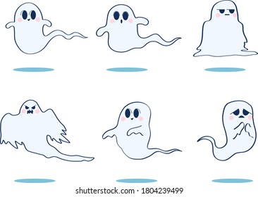 Conjunto de ilustraciones de varios fantasmas lindos