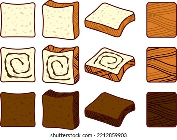 Illustration set of various Danish bread