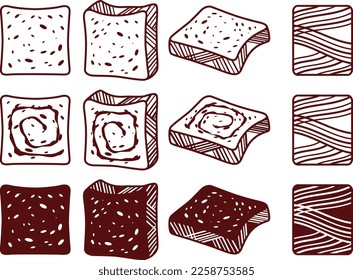 Illustration set of various Danish bread