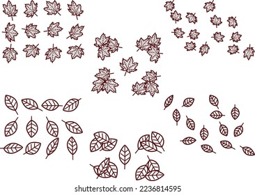 Illustration set of various dead leaves