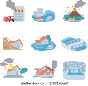 Illustration set of various disasters