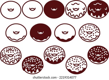 Illustration set of various donuts