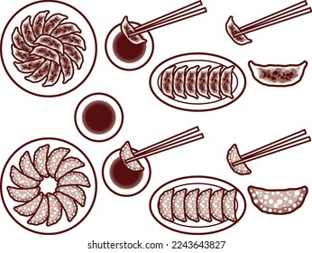 Illustration set of various dumplings
