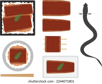 Conjunto de ilustraciones de varias anguilas